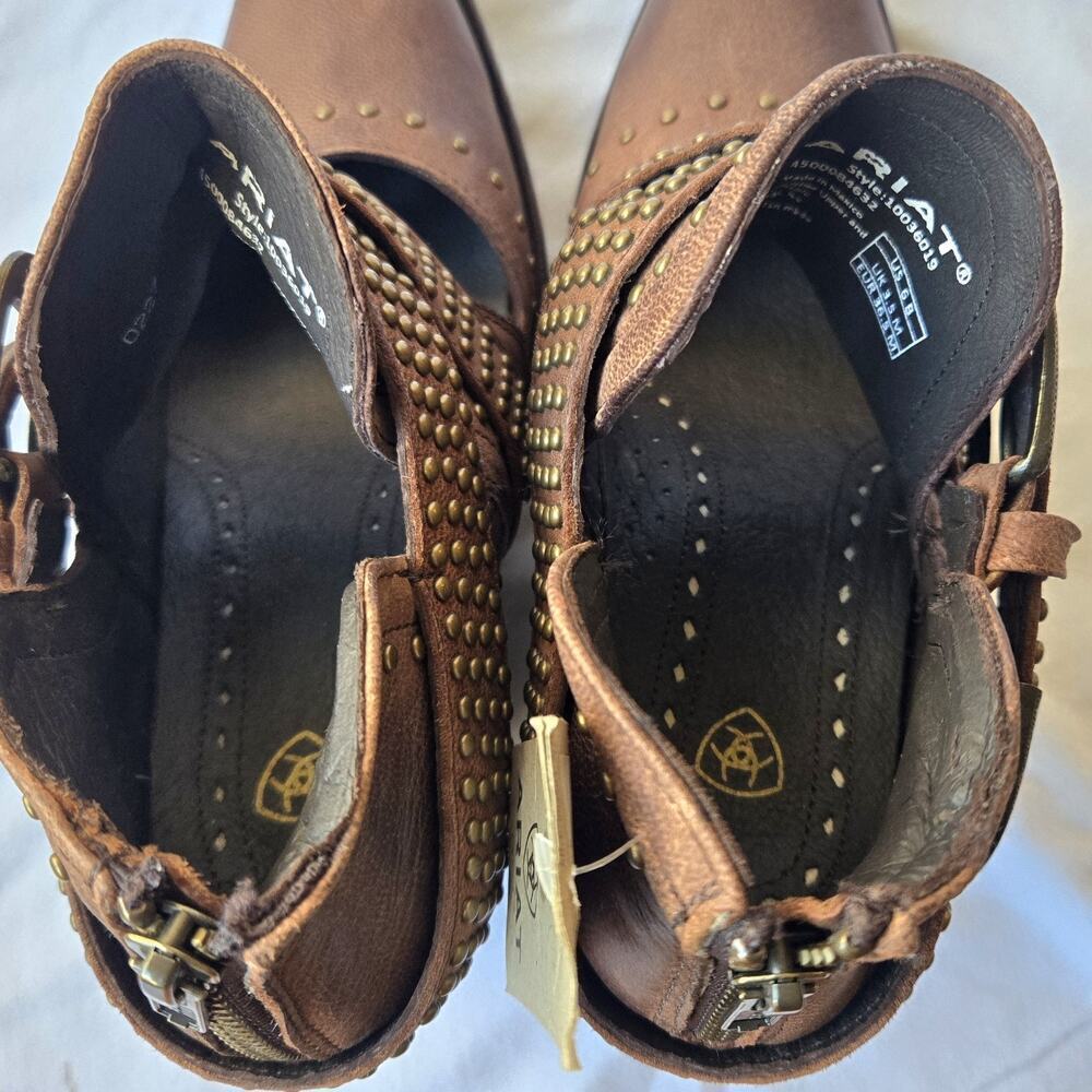 Ariat Dixon Rock N Roll Women's Leather Studded Booties Weathered Brown Size 6 - Picture 7 of 8